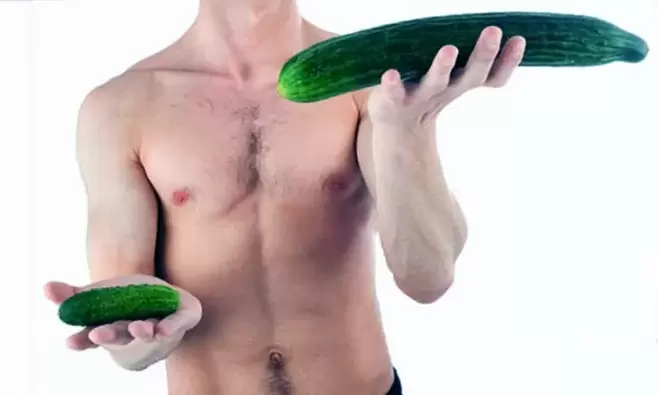 small and large penis sizes using cucumber as an example